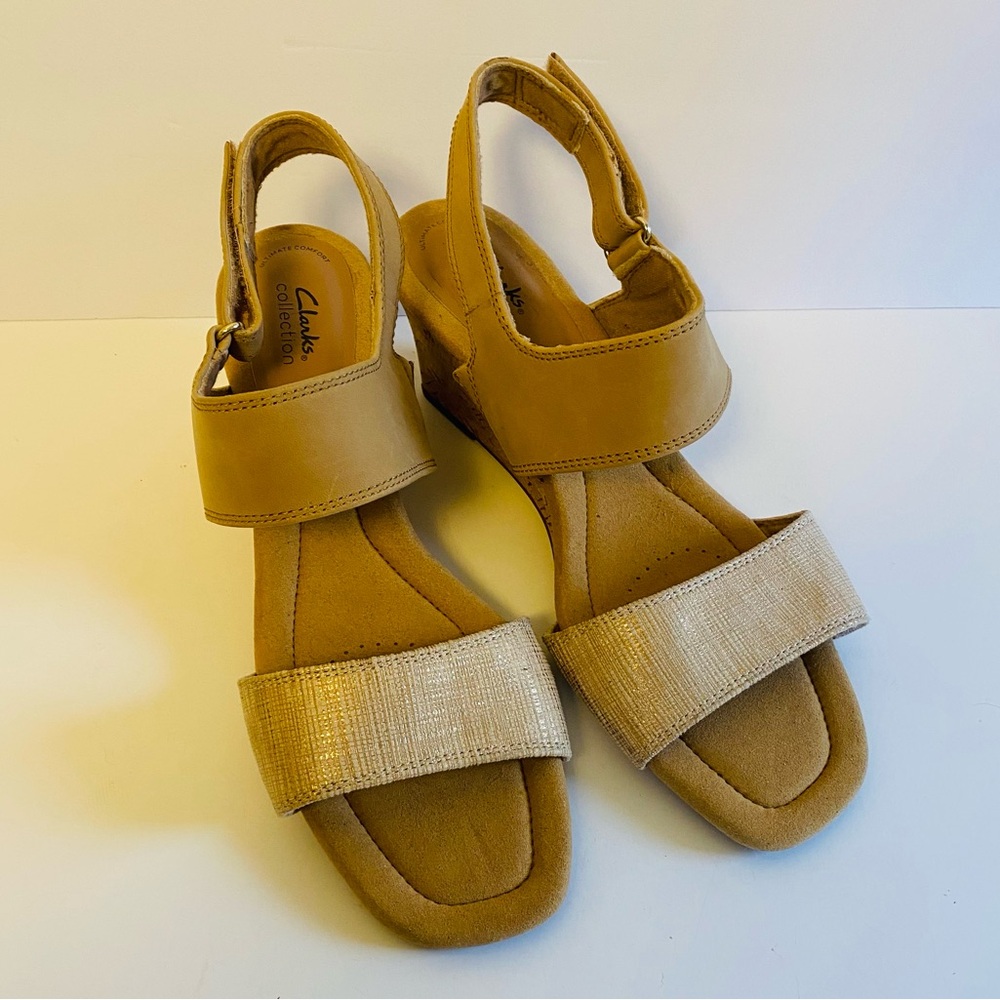 Clarks Comfortable Cork Wedge Heels size 10